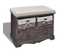Vidaxl Banc De Rangement Marron 62x33x42 Cm Bois De Paulownia Marron