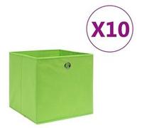 Lot de 10 boîtes de rangement pliables en tissu non tissé 28x28x28cm Vert ?illets métalliques Vert