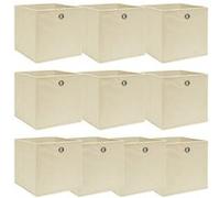 vidaXL Boîtes de rangement 10 pcs Crème 32x32x32 cm Tissu