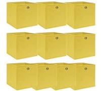 vidaXL Boîtes de rangement 10 pcs Jaune 32x32x32 cm Tissu