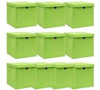Opbergboxen met deksel 10 st 32x32x32 cm stof paars288372