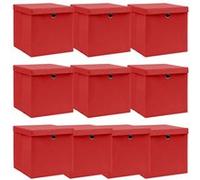 vidaXL Opbergboxen met deksel 10 st 32x32x32 cm stof wit288364 Rouge G
