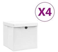 vidaXL Boîtes de rangement avec couvercle lot de 4 28 x 28 x 28 cm Blanc 325208