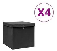 vidaXL Boîtes de rangement avec couvercles 4 pièces 28x28x28 cm Noir