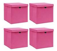 vidaXL Boîtes de rangement avec couvercles 4 pcs Rose 32x32x32cm Tissu Rose