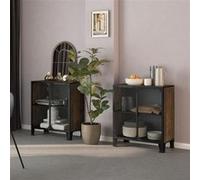vidaXL Opbergkasten 2 st 72x36x82 cm metaal en MDF rustiek bruin3095969 Brun G