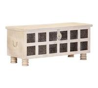 Vidaxl Boîte De Rangement Blanc 110x40x45 Cm Bois D'acacia Massif