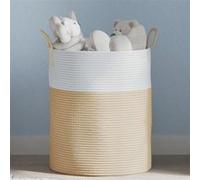vidaXL Panier de rangement 358483 – Coton Ø 38×46 cm Beige et blanc
