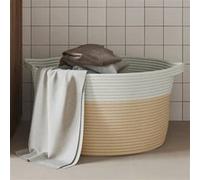 vidaXL Panier de rangement beige et blanc Ø40x25 cm coton