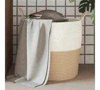 vidaXL Panier de rangement Ø43x38 cm coton beige et blanc