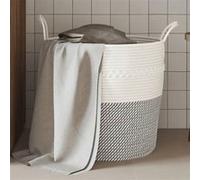 vidaXL Panier de rangement Ø43x38 cm en coton, gris et blanc