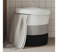 vidaXL Opbergmand met deksel Ã˜ 40x35 cm katoen wit en zwart358499 Multicolore G