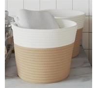 vidaXL Opbergmanden 2 st Ã˜ 24x18 cm katoen beige en wit358455 Multicolore G