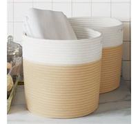 vidaXL Opbergmanden 2 st Ø 28x28 cm katoen beige en wit358459 Multicolore G