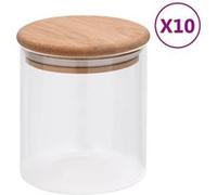 vidaXL Opbergpotten met bamboe deksel 10 st 600 ml glas150695 Transparent G