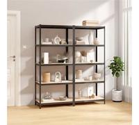 2x Etagères à 5 Niveaux Etagères de Stockage Meubles de Rangement Stockage d'Atelier Garage Entrepôt Anthracite Acier et Bois d'Ingénierie