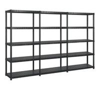 vidaXL Etagère de Rangement à 5 Niveaux Etagère de Stockage Présentoir de Décoration Plantes Bibliothèque Noir 255x40x185 cm Plastique