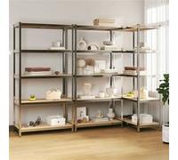 Opbergrek 5-laags 3 st staal en bewerkt hout zilverkleurig3154210