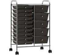 vidaXL Opbergtrolley met 15 lades mobiel XXL kunststof zwart320407 Noir G