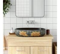 Opzetwasbak ovaal 59x40x14 cm keramiek grijs en zwart155107