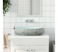 Opzetwasbak ovaal 59x40x15 cm keramiek grijs en blauw155093