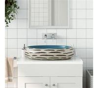 vidaXL Vasque à poser multicolore ovale 59x40x15 cm céramique