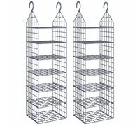 vidaXL Organisateur de garde-robe suspendu avec 7 étagères 2 pcs