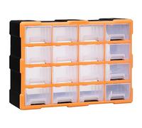 vidaXL Organisateur Multi-tiroirs avec 16 Tiroirs Armoire de Rangement Unité d'Organisation Stockage Boîte à Clous Centraux Orange et Noir 52x16x37 cm