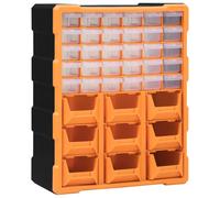 vidaXL Organisateur Multi-tiroirs avec 39 Tiroirs Armoire de Rangement Unité d'Organisation Stockage Boîte à Clous Orange et Noir 38x16x47 cm