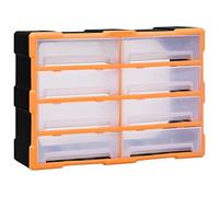vidaXL Organisateur Multi-tiroirs avec 8 Grands Tiroirs Armoire de Rangement Unité d'Organisation Boîte à Clous Orange et Noir 52x16x37 cm