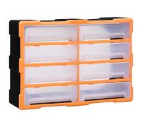vidaXL Organisateur Multi-tiroirs avec 8 Grands Tiroirs Armoire de Rangement Unité d'Organisation Boîte à Clous Orange et Noir 52x16x37 cm