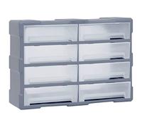 vidaXL Organisateur Multi-tiroirs avec 8 Grands Tiroirs Armoire de Rangement Unité d'Organisation Stockage Boîte à Clous Gris 52x16x37 cm