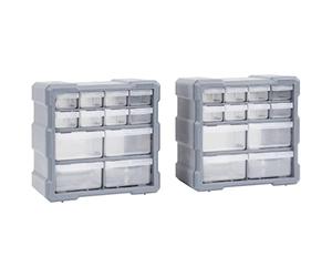vidaXL Organisateurs multi-tiroirs avec 12 tiroirs 2 pcs 26,5x16x26 cm