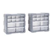 vidaXL Organisers met 12 lades 2 st 26,5x16x26 cm147582 Gris G