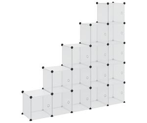 vidaXL Organiseur de Rangement en Cube avec 15 Cubes et Portes en PP Transparent