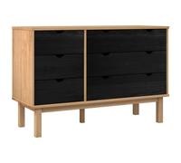 vidaXL OTTA Commode noire - 111 x 43 x 73,5 cm - En pin massif - Meuble de rangement pour salon - Cabine fonctionnelle - Tiroirs en pin - Style rustique - Série OTTA