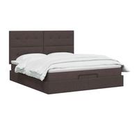 vidaXL Ottomaanse Bed met Matras en LED Donkerbruin 140 x 200 cm Stof