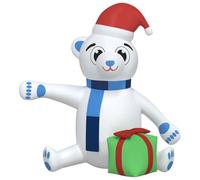 vidaXL Ours en peluche gonflable à LED - 180 cm - Décoration extérieure festive - Multicolore - Tissu Oxford avec revêtement PU