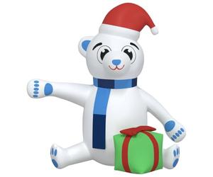 vidaXL Ours en peluche gonflable à LED - 180 cm - Décoration extérieure festive - Multicolore - Tissu Oxford avec revêtement PU