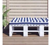 vidaXL Coussin de palette rembourré – Rayures bleues et blanches – 120x80x12 cm Tissu