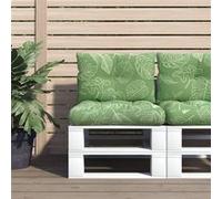 vidaXL Coussins de palette Lot de 2 avec dossier – Motif feuilles, tissu Oxford pour jardin/terrasse