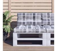 vidaXL Palletkussens 2 st ruitpatroon stof grijs360703 Gris G