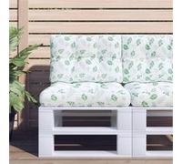 vidaXL Coussins de palette Lot de 2 motif de feuilles en tissu Vert G