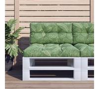 vidaXL Lot de 2 coussins de palette motif feuilles en tissu pour canapé jardin Vert G