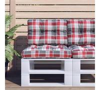 vidaXL Palletkussens 2 st stof ruitpatroon rood360658 G