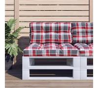 Vidaxl Coussins De Palette Lot De 2 Motif À Carreaux Rouge Tissu 360724 Multicolore