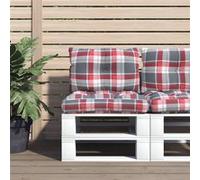 Palletkussens 2 st stof ruitpatroon rood360847