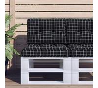 vidaXL Coussins de palette 2 pcs motif à carreaux noir tissu 360661