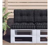 vidaXL Palletkussens 2 st stof ruitpatroon zwart360683 Noir G