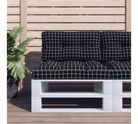 vidaXL Coussins de palette 360727 motif à carreaux noir en tissu - lot de 2